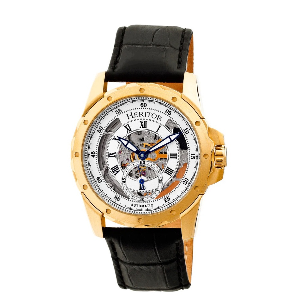 NEW Heritor Armstrong Skeleton Leather Band Watch
